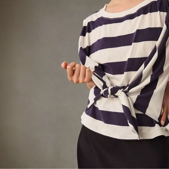 NWOT Anthropologie Maeve Tie-Front Wrap Tee - Picture 4 of 6